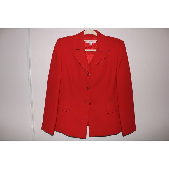 Le Suit Red Skirt Suit Set Size 8 Petite - Picture 1 of 13